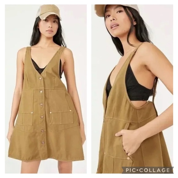 Free People Pocket Full of Sunshine Moss Cotton Denim Mini Dress Size Large S - Picture 6 of 14